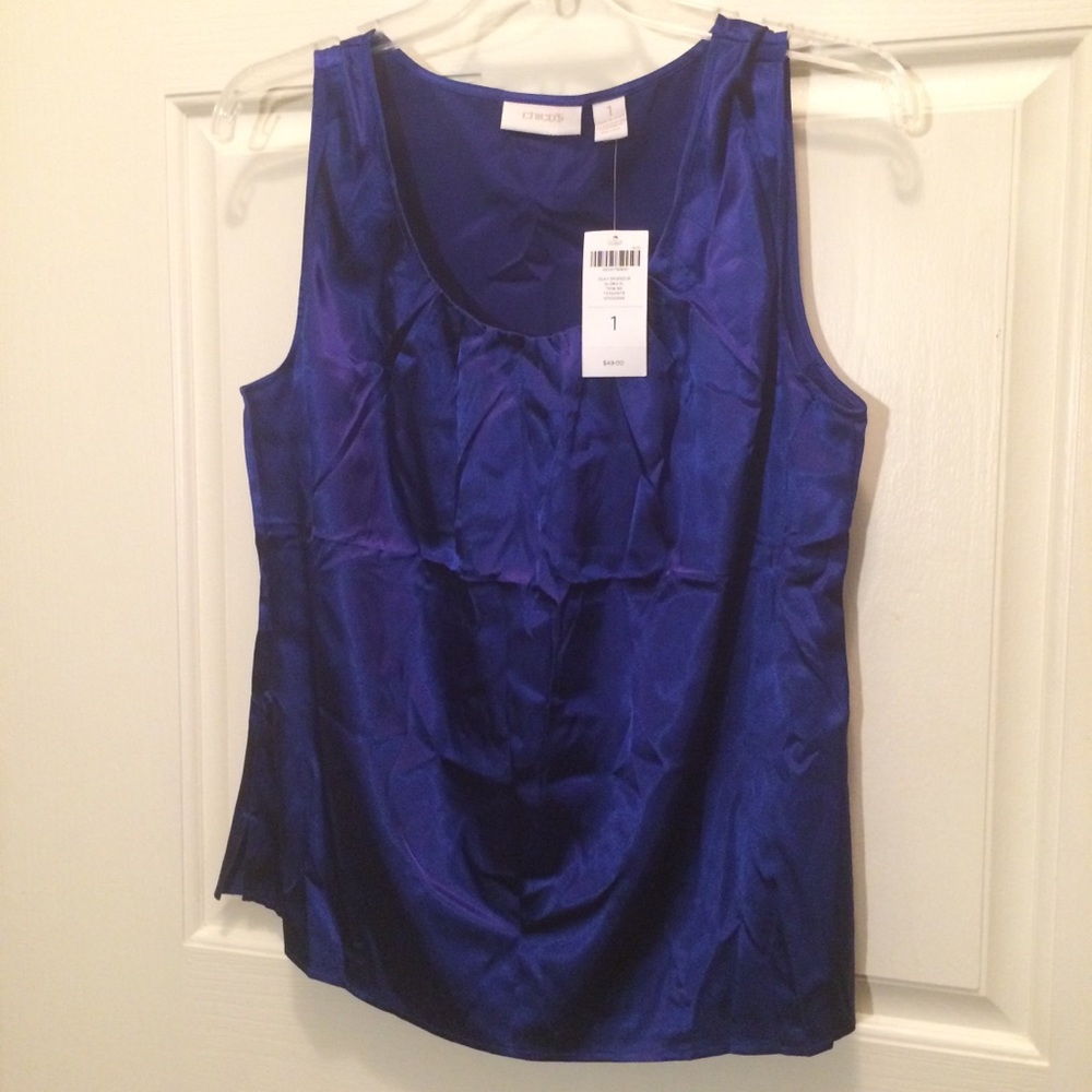New Chico’s “silky splendor tanzanite” tank size 1